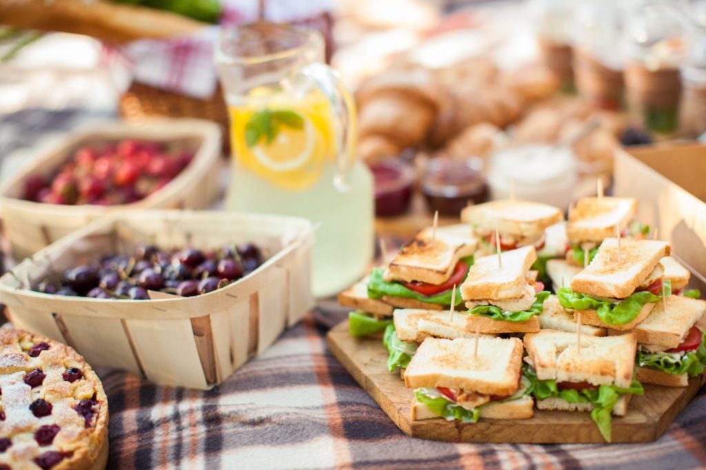 Display of food at summer picnic